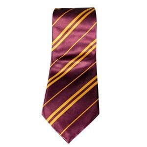 Kids Burgundy Gold Striped Necktie for Harry Potter‎ Hogwarts Gryffindor Costume